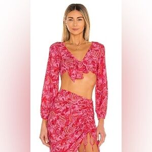 NWT VDM the label x revolve Jemma paisley printed tropical vacation swim coverup